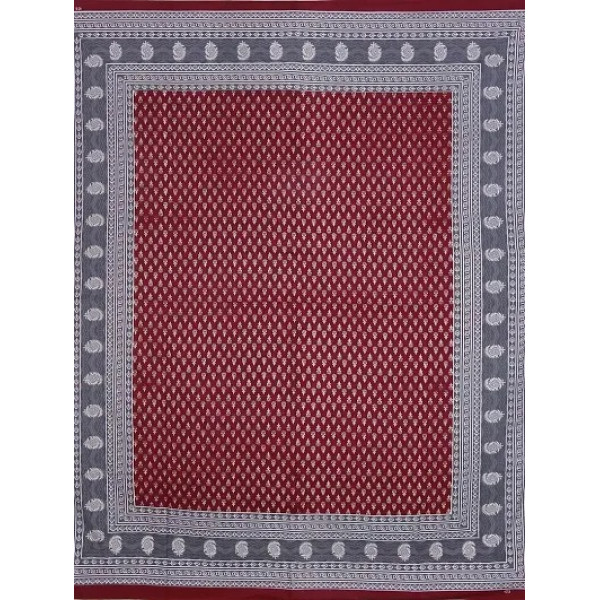 GR-Monik Handicrafts Cotton 200 TC Bedsheet (Maroon_King) [Low Budget Product]
