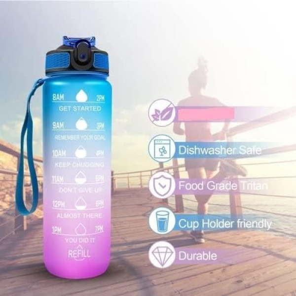 GR-Plastic Water Bottle with Straw Motivational Water Bottle [Low Budget Product]