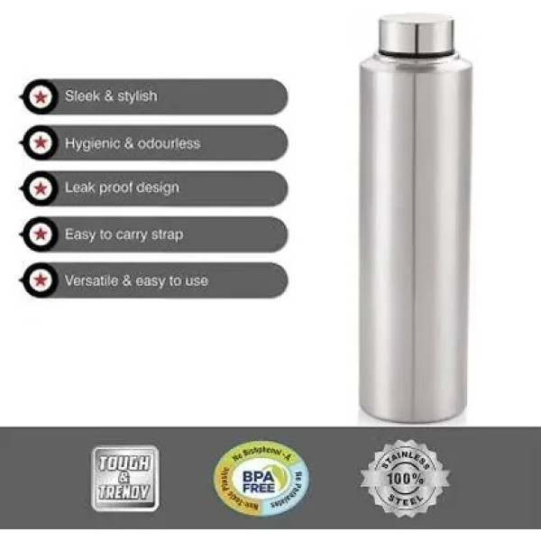 GR-Spinfluencs Stainless Water Bottle (Pack of 2, 1000 ml) [Low Budget Product]