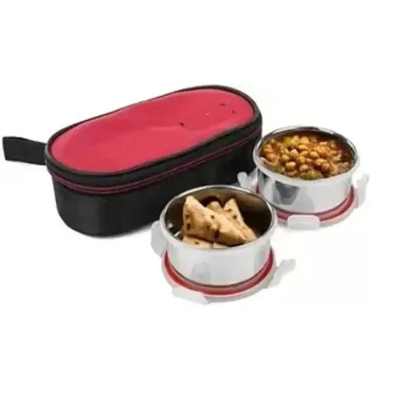 GR-2G Airtight Steel Lunch Box Set with Insulated Bag - 2 Containers [Low Budget Product]