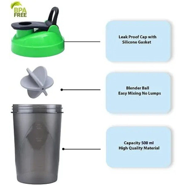 GR-Sports Gym Shaker Bottle - 500ml Protein Shaker [Low Budget Product]