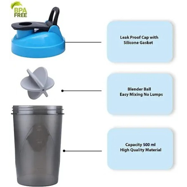 GR-Sports Gym Shaker Bottle - 500ml Protein Shaker [Low Budget Product]