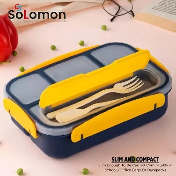 GR-4 Compartment Leak-Proof BPA-Free Lunch Box with Spoon (1300ml) [Low Budget Product]