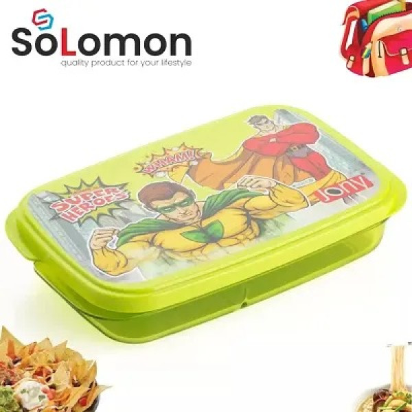 GR-Push Lock Plastic Tiffin Lunch Box Set - 2 Compartment (Green) [Low Budget Product]