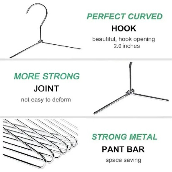 GR-Keep Your Wardrobe Neat and Tidy with Rockfield Cloth Hanger Stainless Steel Pack of 12 