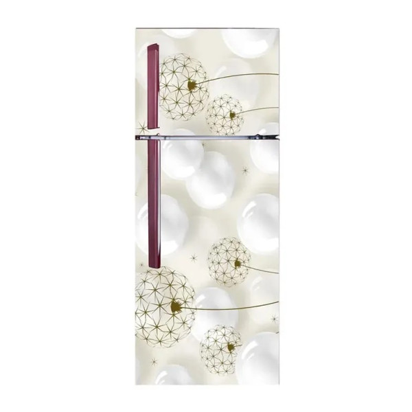 GR-Elegant White Circle and Flower Fridge Wall Sticker [Low Budget Product]