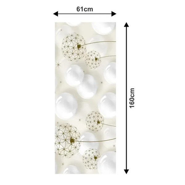 GR-Elegant White Circle and Flower Fridge Wall Sticker [Low Budget Product]