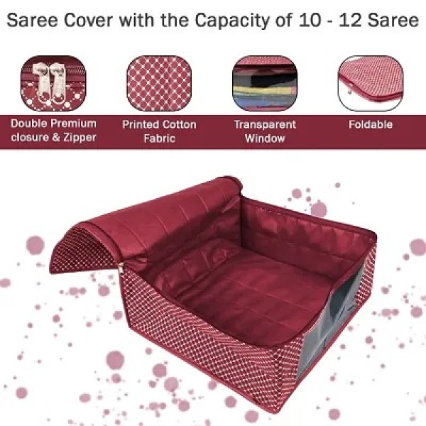 GR-Cotton Quilted Saree Cover Bag with Transparent Window [Low Budget Product]
