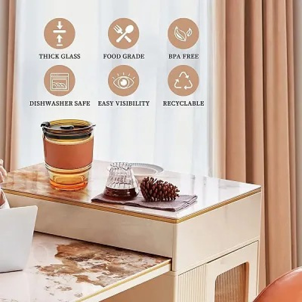 GR-Stylish Leather Grip Coffee Mug with Straw [Low Budget Product]