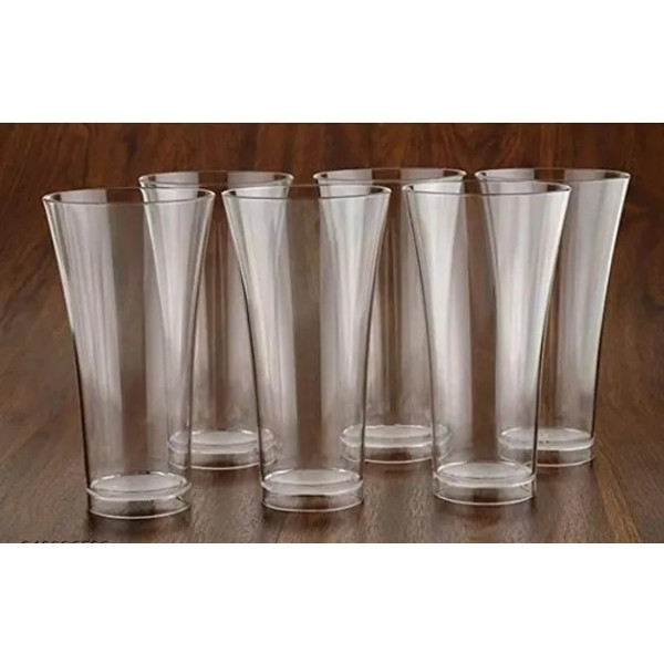 GR-Crystal Clear Unbreakable Plastic Glass Set (6 Pcs) [Low Budget Product]