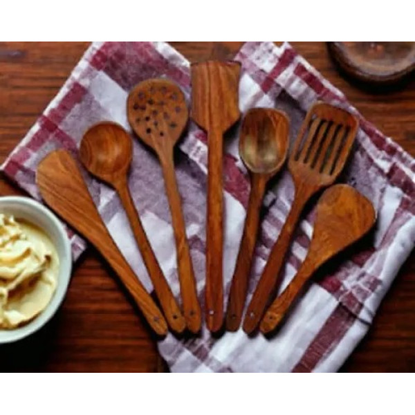 GR-Eco-Friendly Wooden Kitchen Utensil Set (7-Piece) [Low Budget Product]