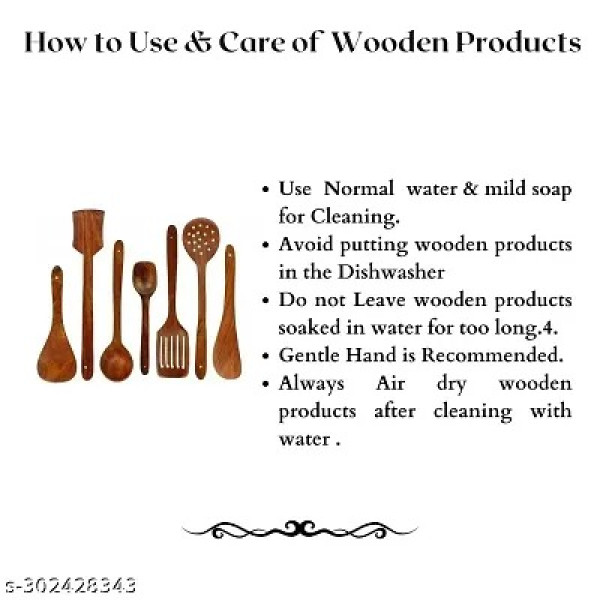 GR-Eco-Friendly Wooden Kitchen Utensil Set (7-Piece) [Low Budget Product]