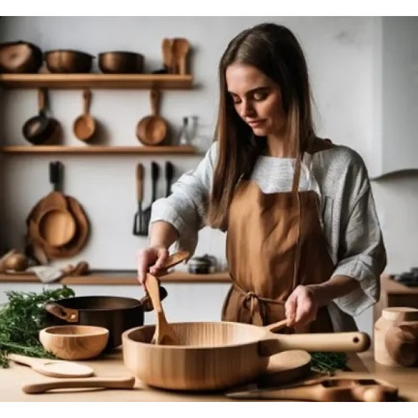 GR-Eco-Friendly Wooden Kitchen Utensil Set (7-Piece) [Low Budget Product]