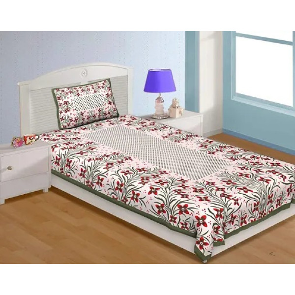 GR-Authentic Jaipuri Cotton Single Bedsheet [Premi...