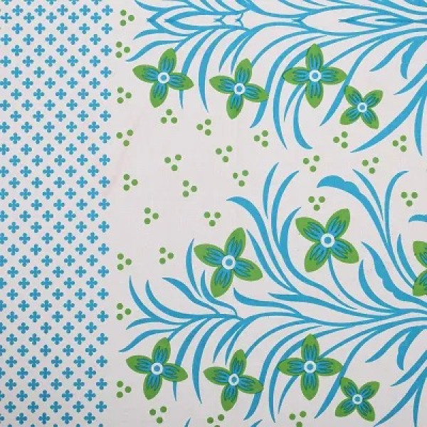 GR-Jaipuri Cotton Single Bedsheet Set with Firozi Border [Premium Product]