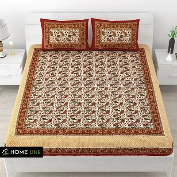 GR-Vibrant Cotton Printed Double Bedsheet Set [Low...