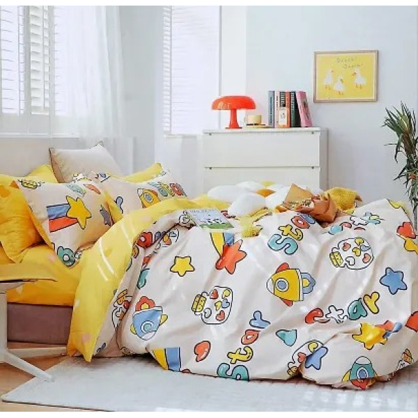 GR-Colorful Cotton Double Bedsheet Set for Kids [L...