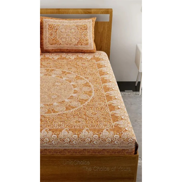 GR-Boho Chic Cotton Printed Double Bedsheet Set [Low Budget Product]