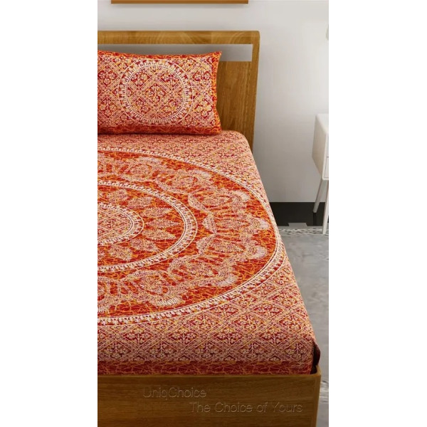 GR-Chic Cotton Printed Double Bedsheet Set [Low Budget Product]