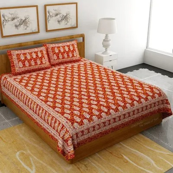 GR-Luxurious Cotton Printed Double Bedsheet Set [L...