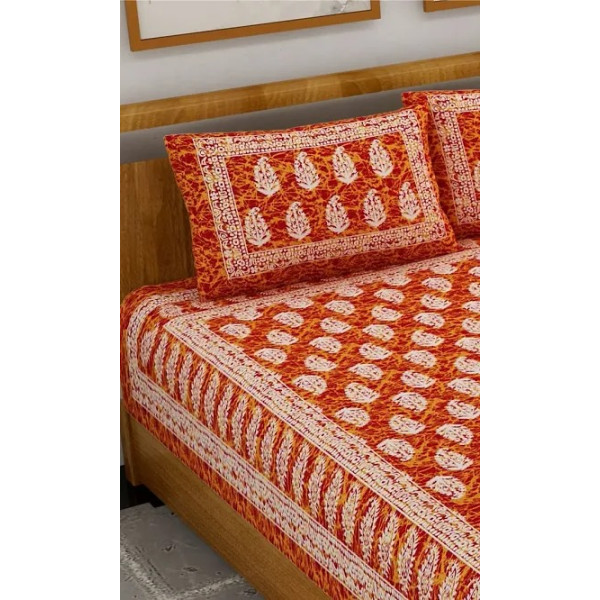 GR-Luxurious Cotton Printed Double Bedsheet Set [Low Budget Product]