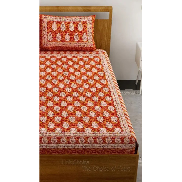 GR-Luxurious Cotton Printed Double Bedsheet Set [Low Budget Product]