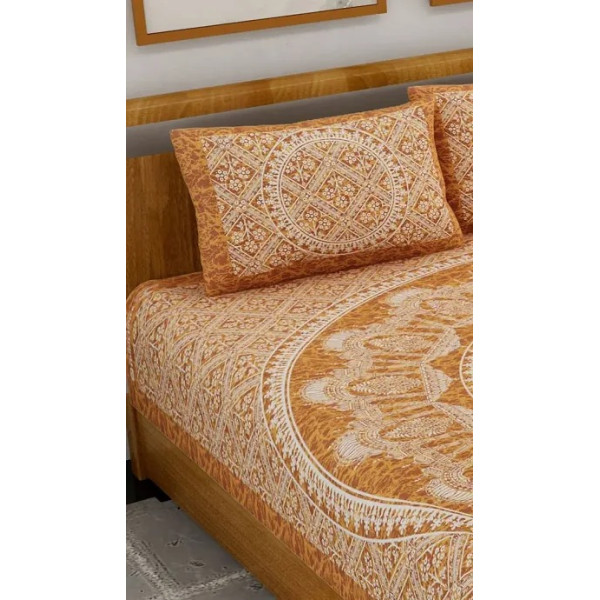 GR-Elegant Cotton Printed Double Bedsheet Set [Low Budget Product]