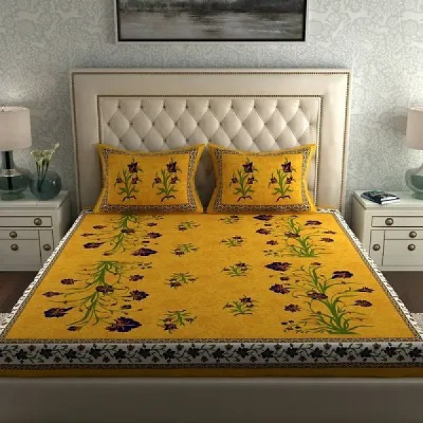 GR-Vibrant Cotton Printed Double Bedsheet Set [Low Budget Product]