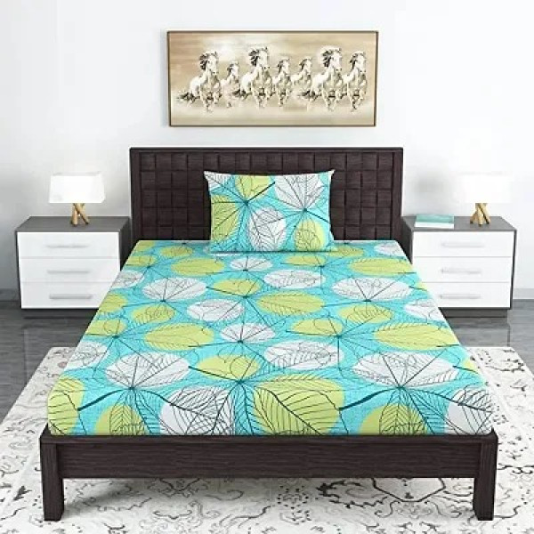 GR-Stylish Floral Cotton Blend Single Bedsheet Set...