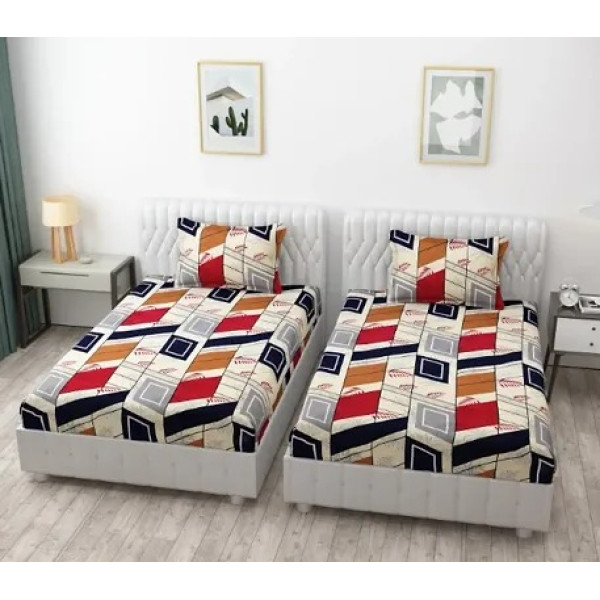 GR-Dreamy 3D Printed Cotton Double Bedsheet Set [P...