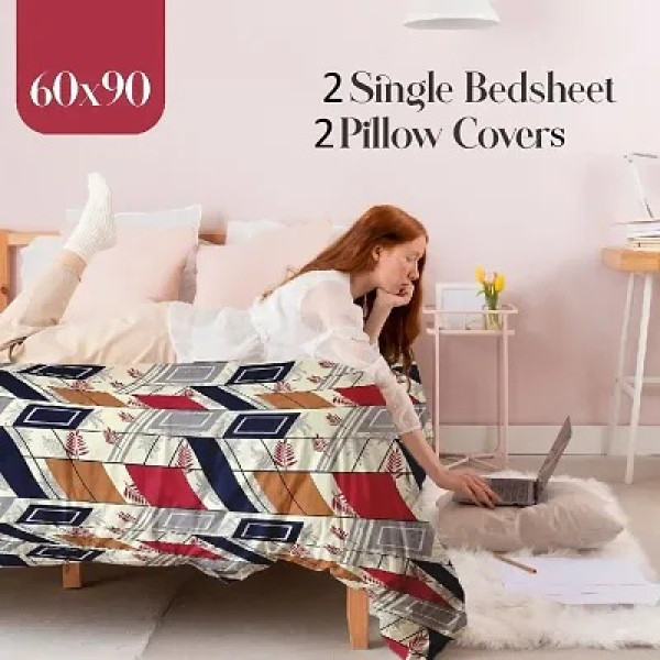 GR-Dreamy 3D Printed Cotton Double Bedsheet Set [Premium Product]