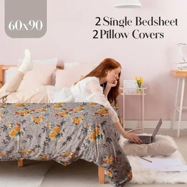 GR-Vibrant 3D Printed Cotton Double Bedsheet Set [Premium Product]