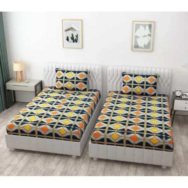 GR-Dreamy 3D Printed Cotton Double Bedsheet Set [P...