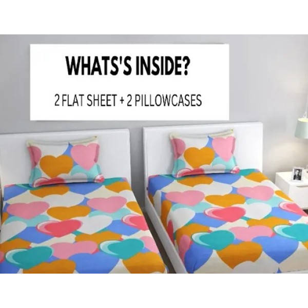 GR-Vibrant 3D Printed Cotton Double Bedsheet Set [Low Budget Product]