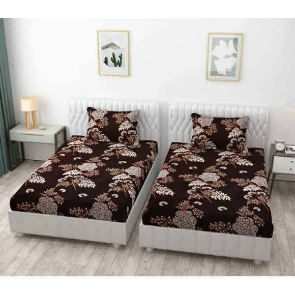 GR-Stylish 3D Printed Cotton Double Bedsheet Set [Premium Product]
