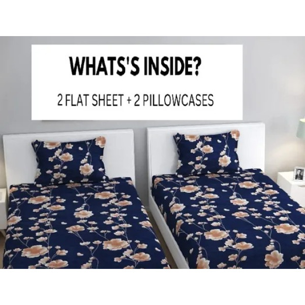 GR-Stylish 3D Printed Cotton Double Bedsheet Set [Low Budget Product]