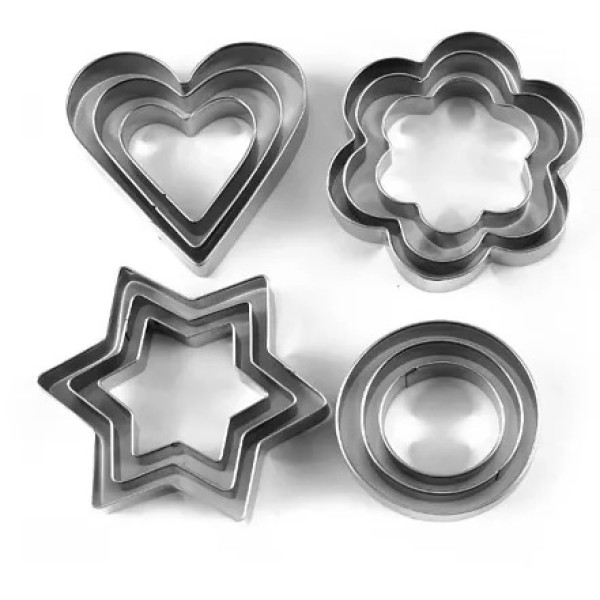 GR-Pastry Fruit Molds Stainless Steel Heart, Flower, Round, and Star Biscuit Cutters [Low Budget Product]