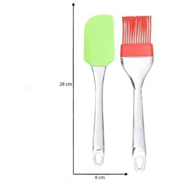 GR-Heat Resistant Non-Stick Silicone Spatula and Pastry Brush Set (Pack of 2) [Low Budget Product]