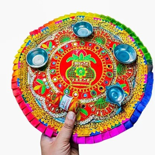 GR-Elegant Handcrafted Kalash Puja Plate [Low Budget Product]