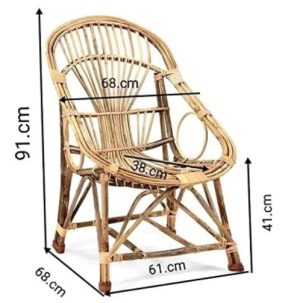 GR-Bamboo Wooden Cane Chair with Cushion [Premium Product]