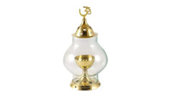 GR-Haridwar Divine Brass Diya Lamp with Glass Cove...