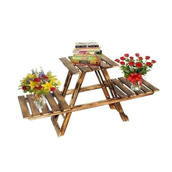 GR-Handicrafts Wooden Multipurpose Plant and Book Stand [Premium Product]