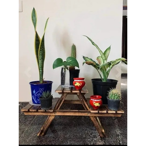 GR-Handicrafts Wooden Multipurpose Plant and Book Stand [Premium Product]