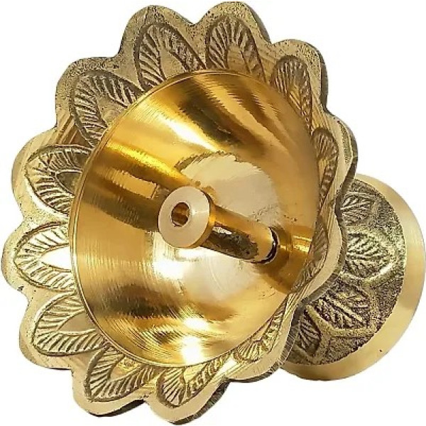 GR-Small Brass Diwali Kuber Devdas Engraved Deepak Diya Oil Lamp (Pack of 4) [Low Budget Product]