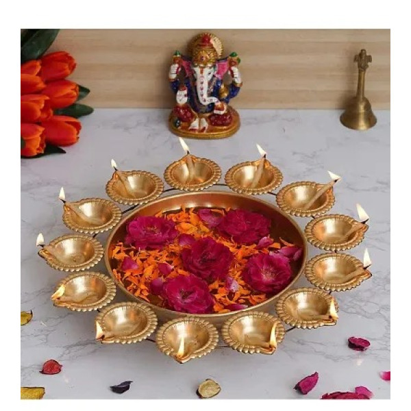 GR-Decorative Diya Shape Flower Urli for Home [Low Budget Product]