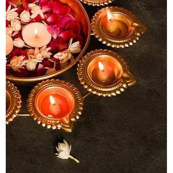 GR-Decorative Diya Shape Flower Urli for Home [Low Budget Product]