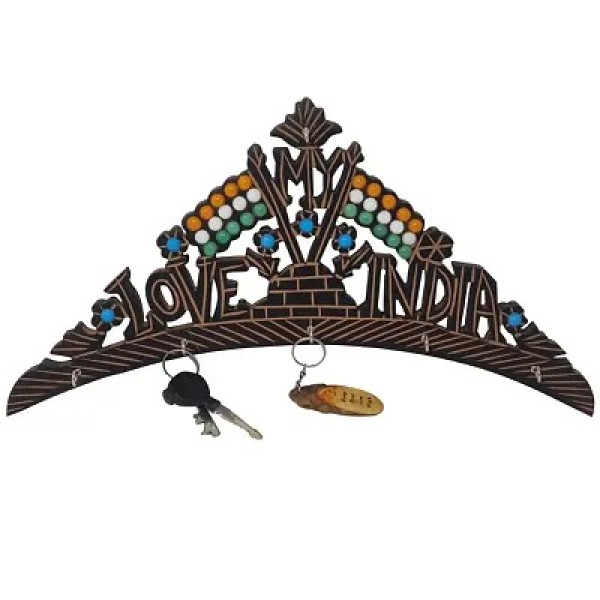 GR-Independence Day My Love India Wooden Wall Decor Key Holder [Low Budget Product]