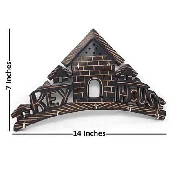 GR-Wooden Wall Hanging Key Holder Home Shaped Keyhouse [Low Budget Product]