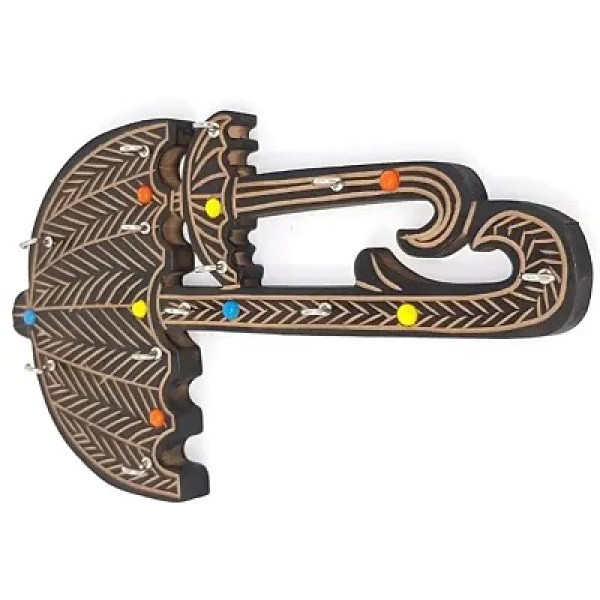 GR-Antique Hand-Carved Wall Decor Key Holder (Black) [Low Budget Product]