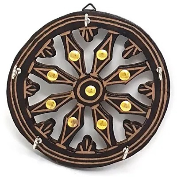 GR-Wooden Wheel Shape Key Holder with Brass Inlay [Low Budget Product]